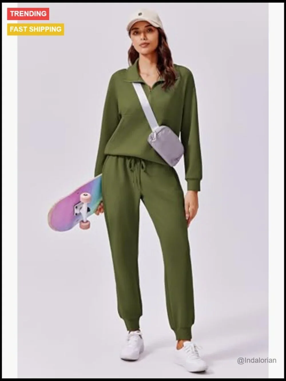 Long Sleeve Tracksuit Joggers Set Half Zip Sweatsuit Matching Set